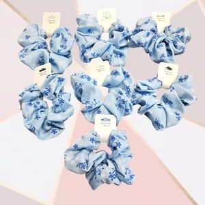 Blue Floral Scrunchie